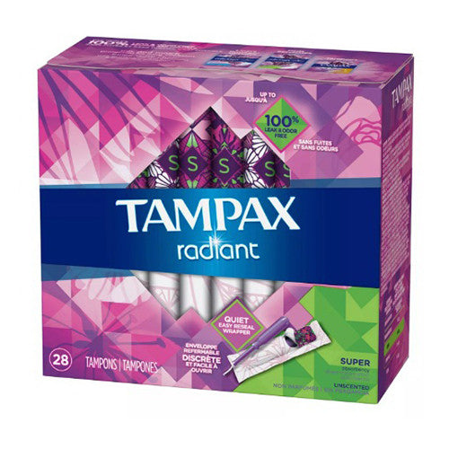 Tampax Radiant Super Absorbency Tampons, 28 Ea